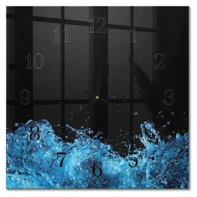 Produktbild von Tulup Glasuhr Wanduhr Küchenuhr Echt-Glas 30x30 cm Modern Dekorativ Geräuschlos Schwarzen Zeigern - Wasser
