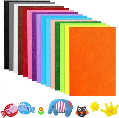 Zdjęcie produktu dla Filc rzemieślniczy 3 mm, 15 arkuszy 20 x 30 cm, trwały kolor, do majsterkowania
