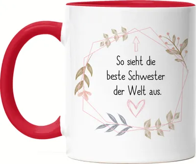 Produktbild von Beste Schwester Sieht so aus Tasse Rot Lieblingsschwester Geschenkidee Geburtstag Bruder Schwester