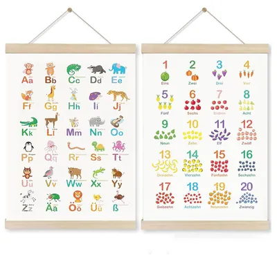 2 Lernposter Kinder 30x40 cm Alphabet & Zahlen Wanddeko