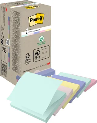 Produktbild von Post-it Haftnotizen Recycling z-notes 76 x 76 mm farbig 16 Blöcke á 100 Blatt