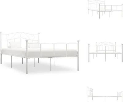 Image de vidaXL Cadre de lit blanc métal 160×200 cm - Lits et sommiers à lattes