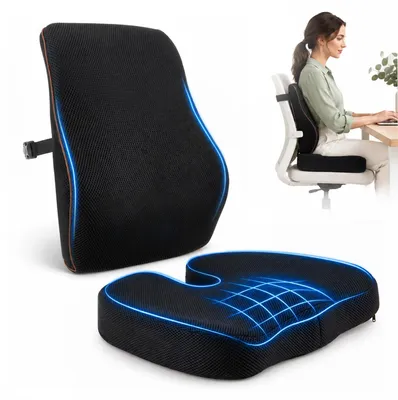 Productafbeelding van 2-in-1 zitkussen auto met stuitbeenkussen, ergonomisch en orthopedisch