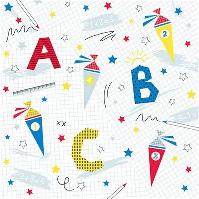 Produktbild von RP 20 Servietten ABC - Schule auf dem Zeichenblock 33x33cm