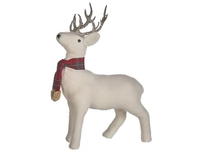 Produktbild von BELIANI Weihnachtsdekoration Weiß 48 cm Rentier-Figur zum Aufstellen Tierform Modern Dekofigur Weihnachtsfigur Deko Adventsdekoration Innen Tischdeko