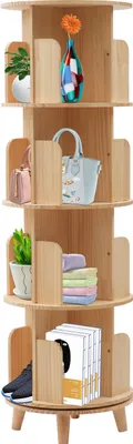 Produktbild von Bücherregale 4-stufig 360° drehbar Standregal Holz Aufbewahrung Lagerregal