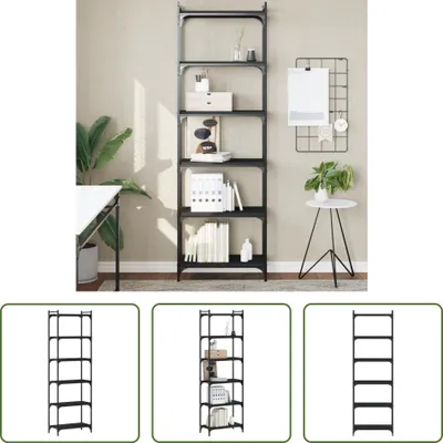 Produktbild von The Living Store Bücherregal 6 Böden Schwarz 60x30x188 cm Holzwerkstoff