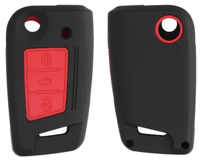 Produktbild von kwmobile Autoschlüssel Hülle kompatibel mit VW Golf 7 MK7 3-Tasten Autoschlüssel - Hardcover Schutzhülle Schlüsselhülle Cover in Schwarz Rot