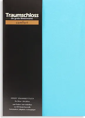 Produktbild von Traumschloss Comfort Jersey Spannbettlaken 90-100 x 200 cm türkis 100% Baumwolle