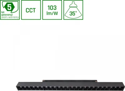 Produktbild von GRID L LED Stromschienenstrahler 48V 22W 35° CCT UGR<19 Blendfrei Schwarz