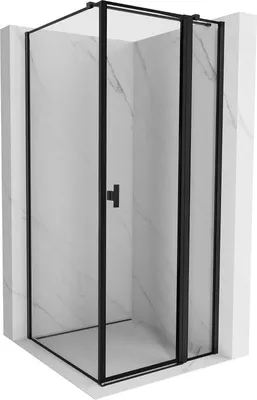Image de Mexen Mist T cabine de douche à charnière droite 100 x 100 cm, cadre noir, noir - 8A4T-100-100-70-70-P