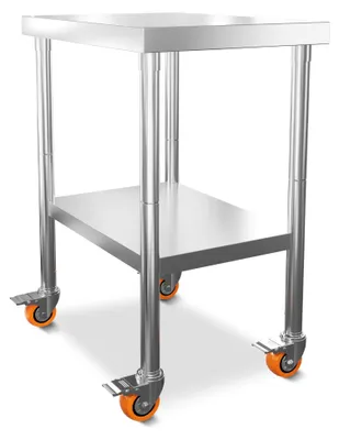 Immagine prodotto di Tavolo da lavoro in acciaio inossidabile - 85 x 61 x 85 cm, con ruote - capacità di carico: 300 kg