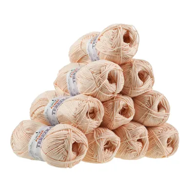 Produktbild von 10 x 50g Strickgarn Terezka 100% Baumwolle Baumwollgarn Häkelgarn, Farbe:lachsfarben