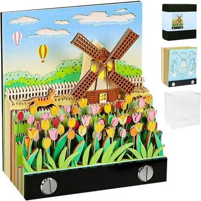 Image de Calendrier 3D 2026 - Calendrier 3D 2026 - Calendrier de bureau avec éclairage - Calendrier de bureau - Blocs de papier artistiques - Carnet - Papier fait à la main - Pour notes - Objets de décoration