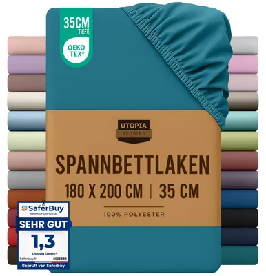 Imagen del producto de Utopia Bedding - Sábana bajera para colchón de 180x200 cm - Color azul denim