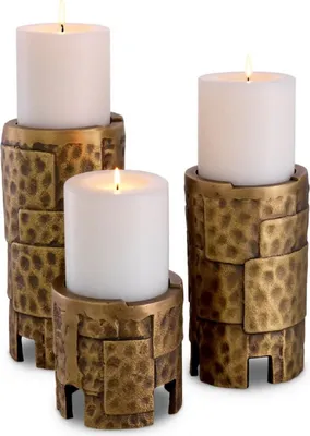 Luxus Aluminium Kerzenhalter Set Vintage Messing Luxury Aluminum Candle Holder Set Vintage Brass