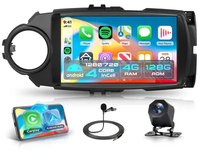 Zdjęcie produktu dla Radio samochodowe Android 4G+128G, 9-calowy ekran dotykowy, przeznaczone do samochodów Toyota Yaris, rocznik 2012-2017