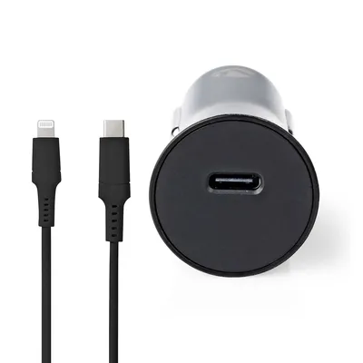 Produktbild von Nedis Auto-Ladegerät - 20 W - 1.67 / 2.22 / 3.0 A - Anzahl der Ausgänge: 1 - Port Type: USB-C - Lightning 8-Pin (Lose) Kabel - 1.00 m - Automatische Spannungswahl