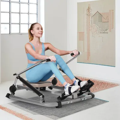 Produktbild von Veslovací stroj Veslovací stroj LCD Fitness stroj Cvičební stroj 120kg pro domácí skládací veslařské paže