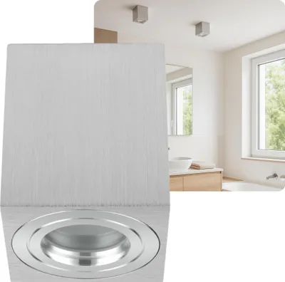 Produktbild von Sweet LED Aufbaustrahler Bad eckig GU10 Aluminium IP44 Aufbauspot 230V