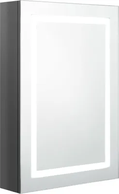 Image de Armoire de salle de bain à miroir LED gris brillant 50x13x70 cm