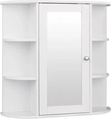 Immagine prodotto di Mobile da bagno con specchio, bianco, 66x17x63 cm, MDF