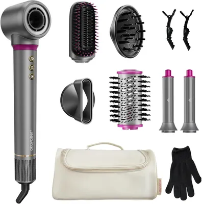 Produktbild von 7-in-1 Hairstyler, Lockenstab Auto-Wrap,Keine Hitzeschäden, Schnelltrocknendes & Flusenfrei Styling, Rundbürstenföhn, Glätteisen mit Reisetasche