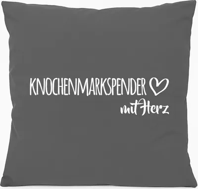 Produktbild von Huuraa Kissen Knochenmarkspender mit Herz 40x40cm mit Füllung Steel Grey Baumwolle Dekokissen Geschenkidee