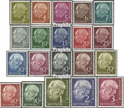 Produktbild von Briefmarken BRD (BR.Deutschland) 1954 Mi 177x-196x (kompl.Ausg.),  sind Nr. 189 und 190 postfrisch Bundespräsident Heuss (I)