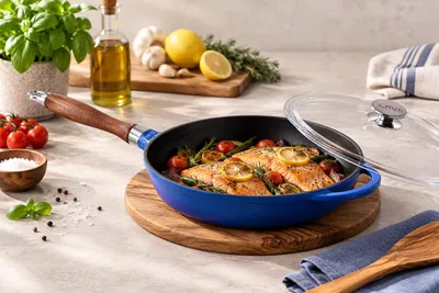 Image de Poêle à frire Lava - 24 cm - 2,0 litres - Fonte - Bleu