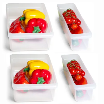 Image de Novaliv Réfrigérateur Set de 4 organisateurs Réfrigérateur Petit + Moyen BPA-free Organisation de la cuisine Organiseur de réfrigérateur alimentaire Organiseur de bouteilles Compartiment de rangement du réfrigérateur