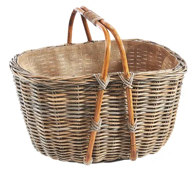 Produktbild von Kobolo Holztrage Holzkorb für Kaminholz - kubu Rattan - mit Jutestoff und Henkel ausgestattet - Brennholz Holztasche Shopper Feuerholz Kaminholz
