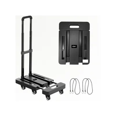 Produktbild von Moeve Sackkarre Klappbar, Transportwagen 225KG, Plattformwagen mit verstellbarer Deichsel und zwei elastischen Spanngurten