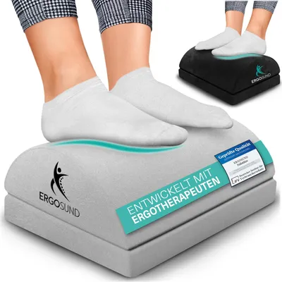Produktbild von Fußstütze Schreibtisch Premium Schaumkern höhenverstellbar mit Antirutsch - Ergonomische Fußstütze für das Homeoffice - Zubehör Fußbank