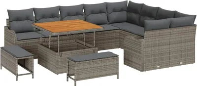 Produktbild von vidaXL Gartensofa-set 12 stk. Grau Poly-Rattan