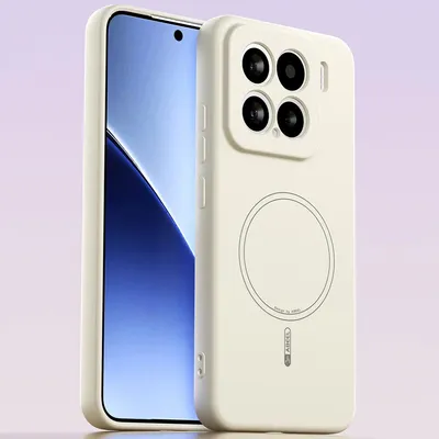 Produktbild von Magnetische Handyhülle für Xiaomi 15, MagSafe kompatible, Flüssig Silikon Stoßfest Kratzfest Hülle Beige