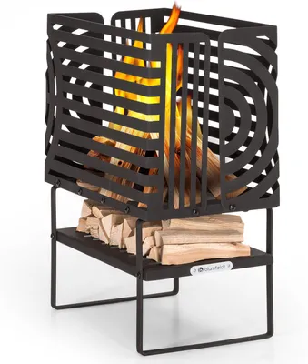 Produktbild von Blumfeldt Feuerschale, Outdoor Stahl-Feuerschale Groß für Balkon & Camping, Tragbarer Feuerkorb, Feuerschalen mit Standfuß, Wetterfeste Feuerschale, Rechteckige Feuerstelle