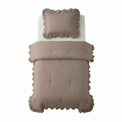 Productafbeelding van Sleeptime Lazy Dekbed Ruffles Taupe 140 x 200 cm