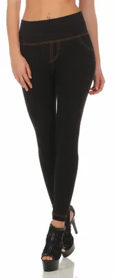 Produktbild von Damen Leggings Denim-Look Hohe Taille Jeans Skinny Röhre; Schwarz S/M