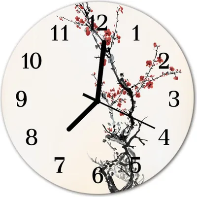 Produktbild von Glasuhr Wanduhr Küchenuhr Echt-Glas 30fi cm Blumen weiß