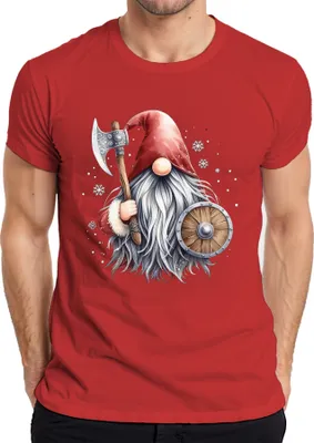Produktbild von Wikinger Gnom Wichtel Weihnachtself Axt - Weihnachten Weihnachtsgeschenk Christmas Herren T-Shirt, Rot, M