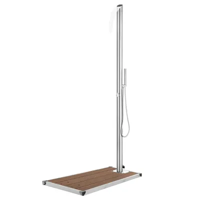 Obrázek produktu pro Zahradní sprcha s hnědou základnou 225 cm nerezová ocel Hnědá / 110 x 62 x 5 cm