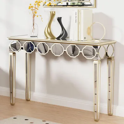 Immagine prodotto di Consolle dorata di alta qualità 120 cm Design moderno e lussuoso in vetro a specchio
