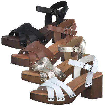Produktbild von Tamaris Damen Sandalen Leder Plateau 1-28331-28, Größe:38 EU, Farbe:Schwarz