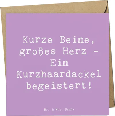 Produktbild von Mr. & Mrs. Panda Glückwunschkarte Spruch Kurzhaardackel Herz - Lavendeltraum - Geschenk, Dackel Eigenschaften, Hunde, agile Hunderasse, Klappkarte, faltkarte, Grußkarte