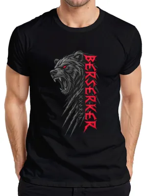 Zdjęcie produktu dla Koszulka "Berserker Bär Wikinger Krallen Runen Nordische Mythologie Odin Herren", czarna, rozmiar S