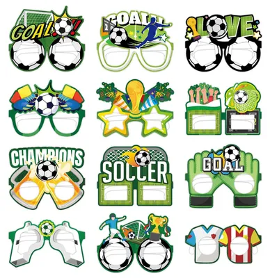 Image de Lot de 12 lunettes en forme de ballon de football, idéales pour la décoration de fêtes, pour enfants et adultes