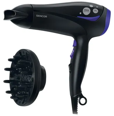 Image de Sèche-cheveux Sencor, fonction d'ionisation, 2 vitesses, Noir/Violet