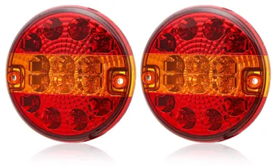 Productafbeelding van 2 x rond, led-achterlicht, 12/24 V, onderdompelbare LED-verlichting voor tractor, caravan, aanhanger