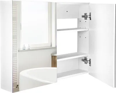 Immagine prodotto di Mobile da bagno bianco con specchio, ante regolabili, doppia anta